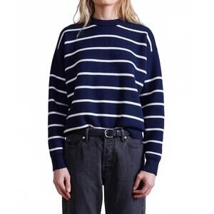NEW APIECE APART sportif sweater in navy & cream stripe
